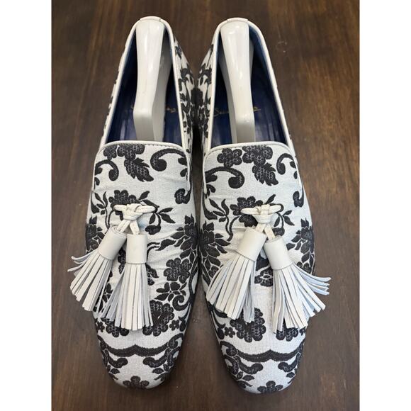 Sebastian Cruz Couture White Black Formal Loafers Tassle 40 Size 7.5 $1495 main image 8
